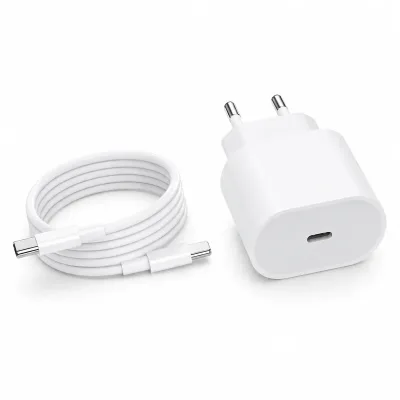 Мережевий зарядний пристрій 26X-199 35W USB-C білий • Адаптер швидкого заряджання 26X-199 з кабелем Type-C–Type-C 1 м для смартфонів і USB-C пристроїв