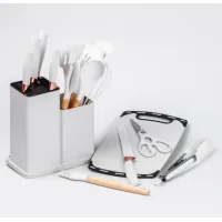 Кухонний набір ножів та аксесуарів Kitchenware Set, 20 предметів ∙ Інструменти для кухні з підставкою та обробною дошкою