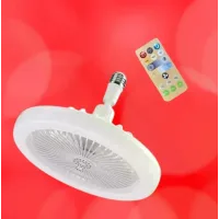 Світлодіодна лампа з вентилятором у патрон AY1036 • Стельова LED лампа-вентилятор E27 для дому, кухні, дачі та кімнати • Лампа 2 в 1 з підсвічуванням і обдувом