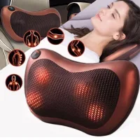 Роликовая массажная подушка Massage Pillow Массажёр для спины и шеи и инфракрасным прогреванием