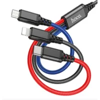 Кабель HOCO X76 Combo 3-in-1 Lightning / Micro-USB / Type-C ∙ Зарядний універсальний USB провід шнур 3 в 1 для заряджання Android / iPhone