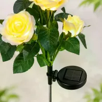 Садовий світильник Жовта Троянда 26X-98 на сонячній батареї набір 2 шт. • Декоративні LED світильники Троянди 26X-98 для саду, клумби, двору, дачі та доріжок
