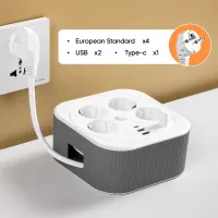 Мережевий подовжувач-фільтр A107/PNS-05 білий 4 м з LED-індикатором, 4 розетками 220V, 2 USB і PD Type-C • Розгалужувач живлення для дому, офісу та заряджання гаджетів