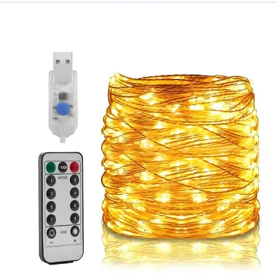 Світлодіодна гірлянда Роса USB 2 метри з пультом дистанційного управління ∙ Гірлянда мідна проволока 200LED 2M USB XL-76-20