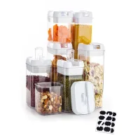 Набор контейнеров FOOD Storage Container Set для хранения еды, сыпучих и круп ∙ 7 емкостей с герметичными крышками ∙ 10 стикеров - этикеток + маркер в комплекте