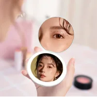 Карманное круглое зеркало для макияжа с LED подсветкой Pocket Mirror USB