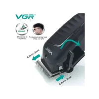 Професійна машинка для стрижки VGR V-683 для волосся та бороди • Акумуляторний тример з LED-дисплеєм, USB-зарядкою та насадками 3/6/9/12 мм