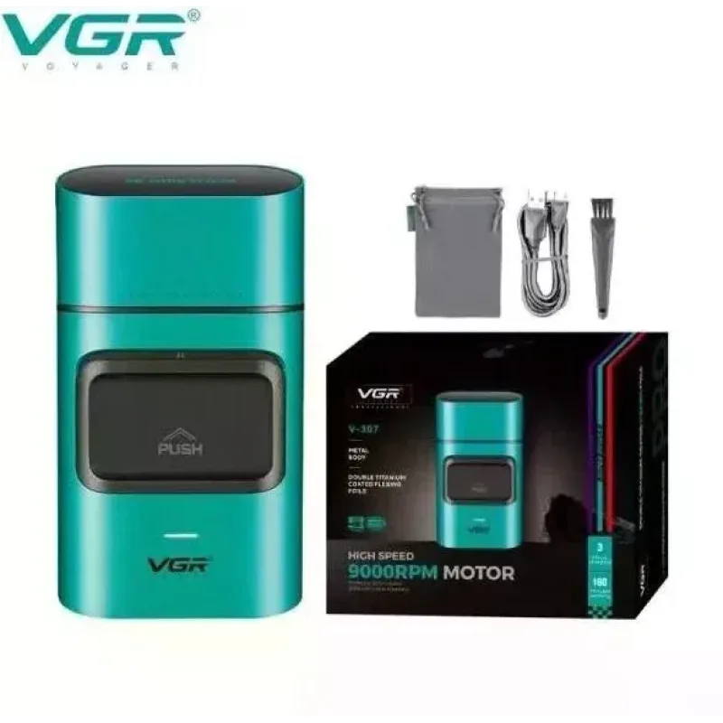 Триммер для волос VGR V-307 бирюза • Аккумуляторная машинка для стрижки, шейвер Hair Clippers V-307 для бороды, усов и окантовки