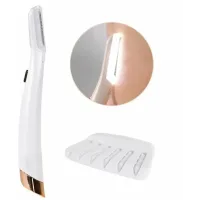 Портативний тріммер-епілятор для обличчя від батарейок Flawless Dermaplane • Тріммер для брів із підсвічуванням
