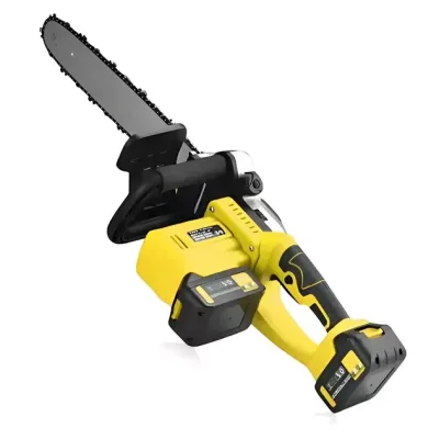 Акумуляторна ланцюгова пила Electric SAW 16″ з 2 акумуляторами жовта • Бездротова електропила Electric SAW 16 дюймів для саду та розпилювання деревини жовта