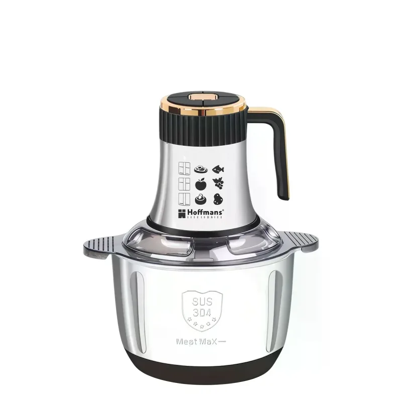 Измельчитель Hoffmans HM-8848 5 л • Металлический кухонный чопер 1800 Вт с 3 скоростями для мяса и овощей