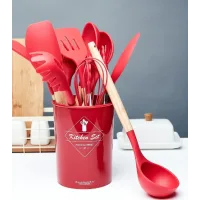 Набір кухонного приладдя Kitchen Set, 12 предметів ∙ Силіконові аксесуари для кухні з підставкою