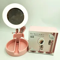Косметическое складное зеркало с LED подсветкой для макияжа 3 в 1 Держатель телефона + органайзер для косметики