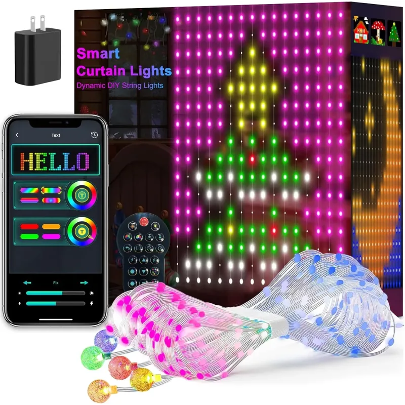 Гірлянда Smart-штора SFK-08 святкова LED-гірлянда для дому ∙ Світлодіодна штора з додатком SFK-08 20 ниток по 20 LED