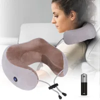 Масажна подушка для шиї з пам'яттю U-Shaped Upgrade Vibration Pillow від батарейок