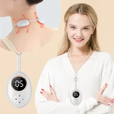 Універсальний масажер для імпульсного масажу шиї Neck Massager DZ-02 · Бездротовий електромасажер EMS з 5 режимами роботи та підігрівом
