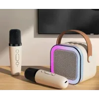 Детский набор Караоке Два Беспроводных микрофона + Колонка · RGB подсветка · Bluetooth