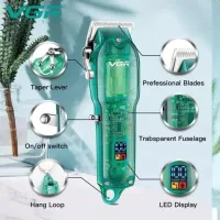 Професійна машинка для стрижки V-660 Professional Clipper Transparent Green • Акумуляторна машинка для волосся VGR V-660