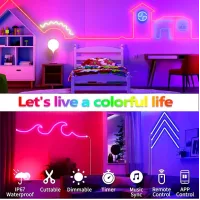 Неонова світлодіодна стрічка LED Neon Strip 5 м · Неоновий RGB гнучкий шнур з керуванням від телефону