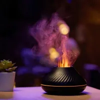 Ароматичний дифузор ефірних олій з RGB-підсвічуванням і імітацією полум’я • Зволожувач повітря з ефектом вогню 130 мл