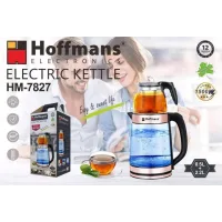 Електрочайник Hoffmans HM-7827 1800W • Скляний чайник із заварником 2,2 л + 0,5 л для швидких напоїв