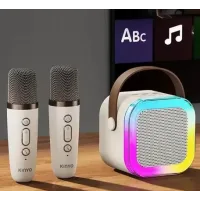 Детский набор Караоке Два Беспроводных микрофона + Колонка · RGB подсветка · Bluetooth