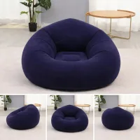 Надувне крісло-мішок Inflatable Sofa чорне • М’яке надувне крісло-пуф 110х110х85 см для дому, дачі, відпочинку та пікніка