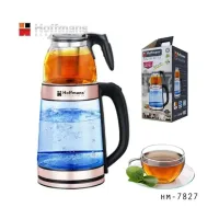 Електрочайник Hoffmans HM-7827 1800W • Скляний чайник із заварником 2,2 л + 0,5 л для швидких напоїв