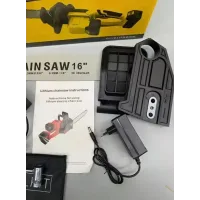 Акумуляторна ланцюгова пила Electric SAW 16″ з 2 акумуляторами жовта • Бездротова електропила Electric SAW 16 дюймів для саду та розпилювання деревини жовта