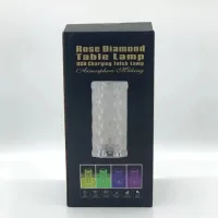 Настільна лампа нічник Rose Diamond з пультом • Лампа нічник настільна акумуляторна Роза з RGB з пультом та RGB підсвіткою