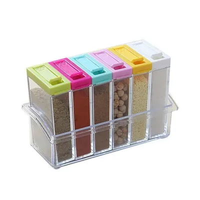 Набір ємностей для спецій Seasoning Six Piece Set, 6 баночок ∙ Кухонний набір - спецівниця на підставці ∙ Екопластик