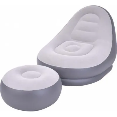 Надувний диван – ліжко AIR SOFA Надувне велюрове садове крісло з пуфом для відпочинку