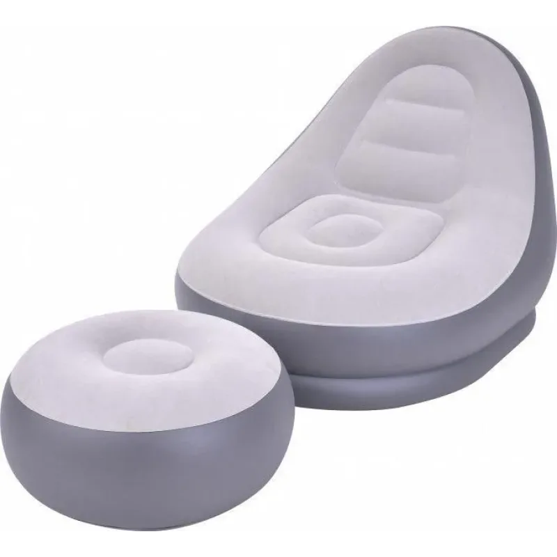 Надувний диван – ліжко AIR SOFA Надувне велюрове садове крісло з пуфом для відпочинку