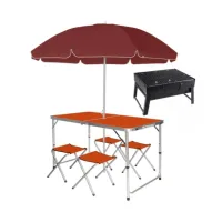 Розкладний стіл - валіза з 4 стільцями Folding Table для пікніка, риболовлі, дачі, 120х60 см