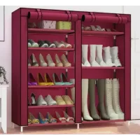 Шафа для взуття Shoe Cabinet тканинний двосекційний органайзер з поличками