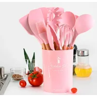 Набір кухонного приладдя Kitchen Set, 12 предметів ∙ Силіконові аксесуари для кухні з підставкою