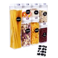 Набор контейнеров FOOD Storage Container Set для хранения еды, сыпучих и круп ∙ 7 емкостей с герметичными крышками ∙ 10 стикеров - этикеток + маркер в комплекте