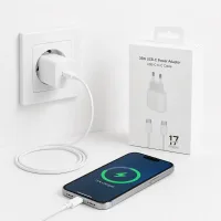 Мережевий зарядний пристрій 26X-199 35W USB-C білий • Адаптер швидкого заряджання 26X-199 з кабелем Type-C–Type-C 1 м для смартфонів і USB-C пристроїв