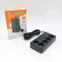 Мережевий фільтр HG-2505 на 5 розеток чорний • Подовжувач 3 м з 4 USB, Type-C, вимикачем і заземленням для дому та офісу