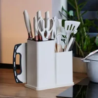 Кухонний набір ножів та аксесуарів Kitchenware Set, 20 предметів ∙ Інструменти для кухні з підставкою та обробною дошкою