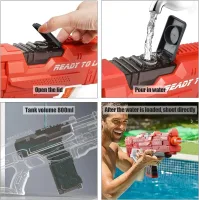 Водяний пістолет дитячий Combat Water Gun • Акумуляторний водяний бластер з автоматичним набором води для літніх ігор