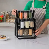 Карусель для спецій 360° Spice Rack на 18 баночок · Кухонний органайзер – спецівниця на підставці, що обертається