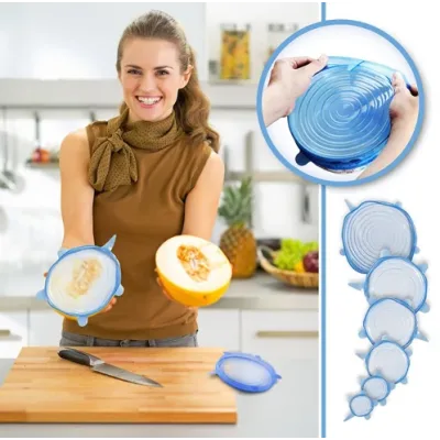 Универсальные силиконовые крышки Super stretch silicone, 6 шт ∙ Набор крышек для посуды и емкостей
