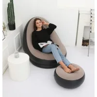Надувний диван – ліжко AIR SOFA Надувне велюрове садове крісло з пуфом для відпочинку