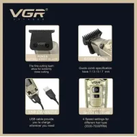 Машинка для стрижки VGR V-901 • Тример для волосся з дисплеєм і 4 насадками 1600 мАг