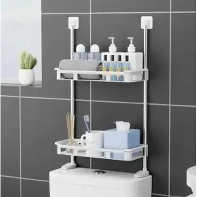 Подвійна туалетна полиця - органайзер STOREY TOILET RACK Стійка з поличками над унітазом, 31х20х5 см