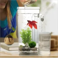 Акриловый аквариум для рыбок My Fun Fish Самоочищающийся мини-аквариум с краном для легкой очистки