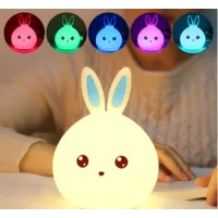 Дитячий світильник – нічник Зайчик LED Rabbit Soft Touch силіконовий із вбудованим акумулятором ∙ 7 режимів свічіння