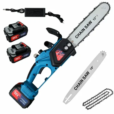 Акумуляторна ланцюгова пилка DOMOTEC Chain Saw 12″/16″ 96V • Садова акумуляторна пилка DOMOTEC Chain Saw 12″/16″ 96V з 2 шинами 305/406 мм і 2 акумуляторами