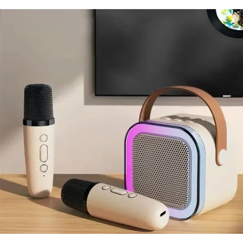 Детский набор Караоке Два Беспроводных микрофона + Колонка · RGB подсветка · Bluetooth